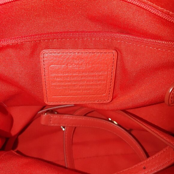 Coach Red Satchel Crossbody Bag Colette Cardinal Pebbled Leather Gold Hardware - Picture 3 of 16